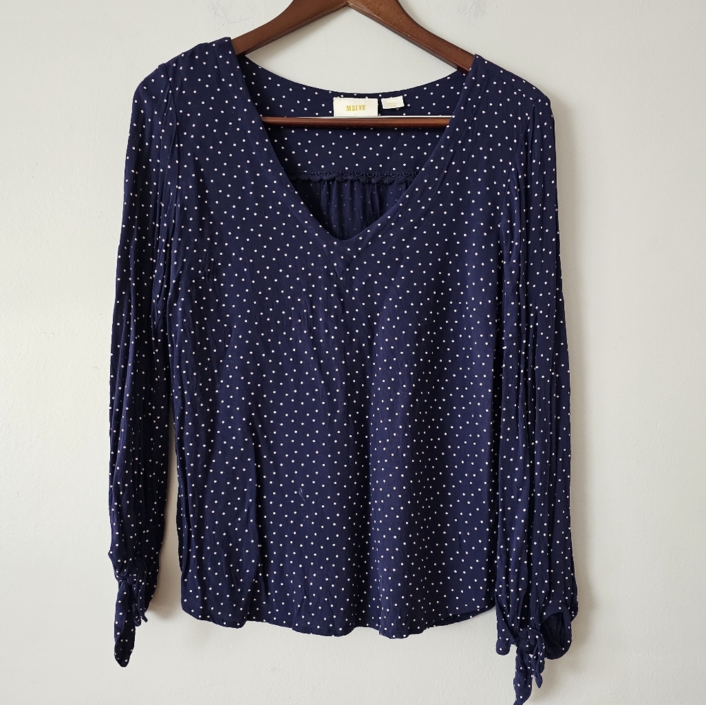 Anthropologie maeve polka dot blouse